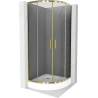 Mexen Rio polkruhová sprchová kabína 90 x 90 cm, grafitová čierna, zlatá + závesný bidet Rio, biela- 863-090-090-50-40-4710