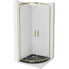 Mexen Rio polkruhová sprchová kabína 80 x 80 cm, transparentnéné, zlatá + závesný bidet Flat, čierna - 863-080-080-50-00-4170G