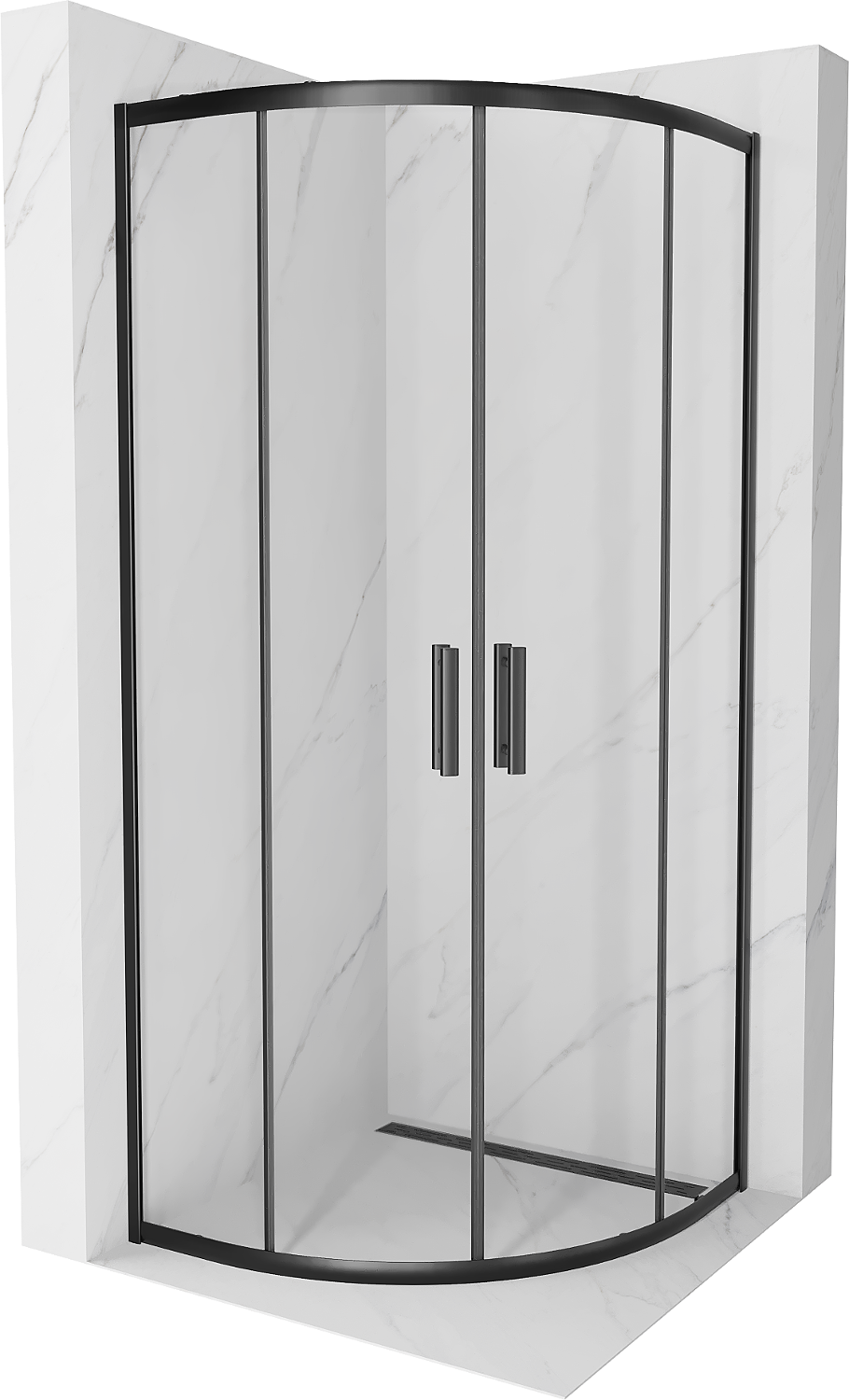 Mexen Rio polkruhová sprchová kabína 70 x 70 cm, transparentnéné, čierna - 863-070-070-70-00