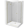 Mexen Roma sprchová kabína, kyvné dvere 70 x 80 cm, transparentnéné, zlatá + závesný bidet Flat - 854-070-080-50-00-4010