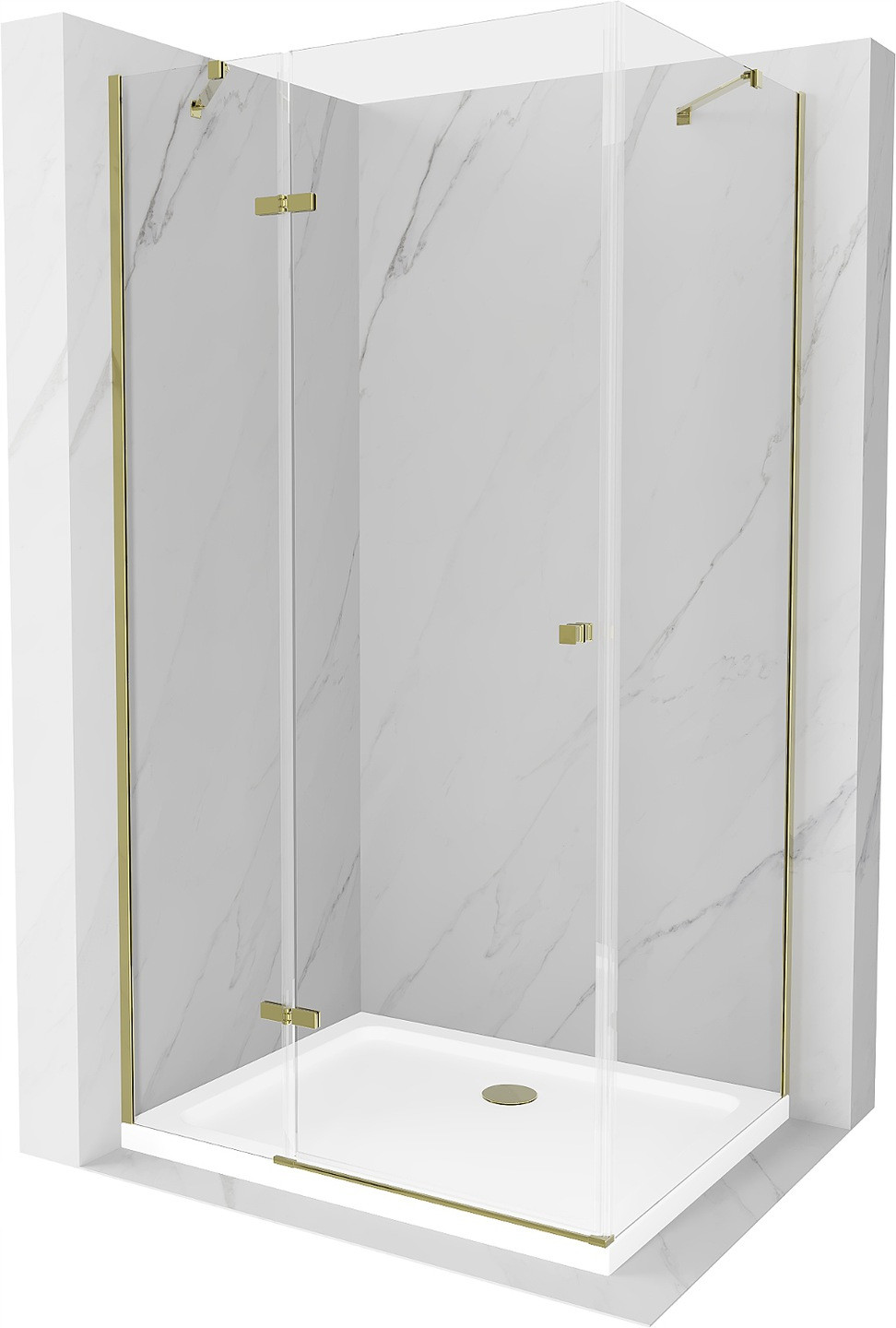 Mexen Roma sprchová kabína, kyvné dvere 70 x 80 cm, transparentnéné, zlatá + závesný bidet Flat - 854-070-080-50-00-4010