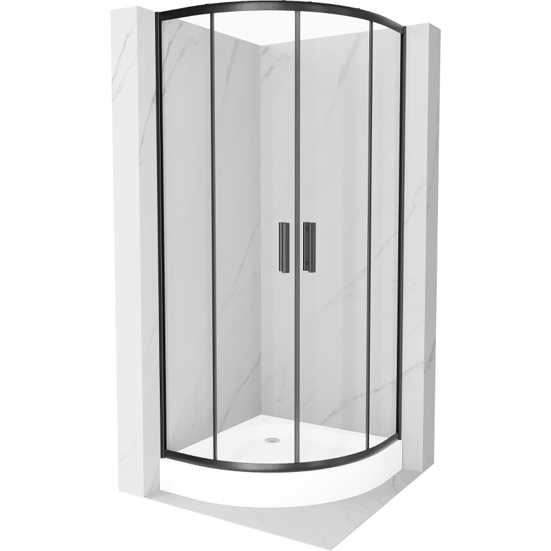 Mexen Rio polkruhová sprchová kabína 90 x 90 cm, transparentnéné, čierna + závesný bidet Rio, biela- 863-090-090-70-00-4710