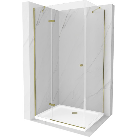 Mexen Roma sprchová kabína, kyvné dvere 100 x 90 cm, transparentnéné, zlatá + závesný bidet Flat - 854-100-090-50-00-4010