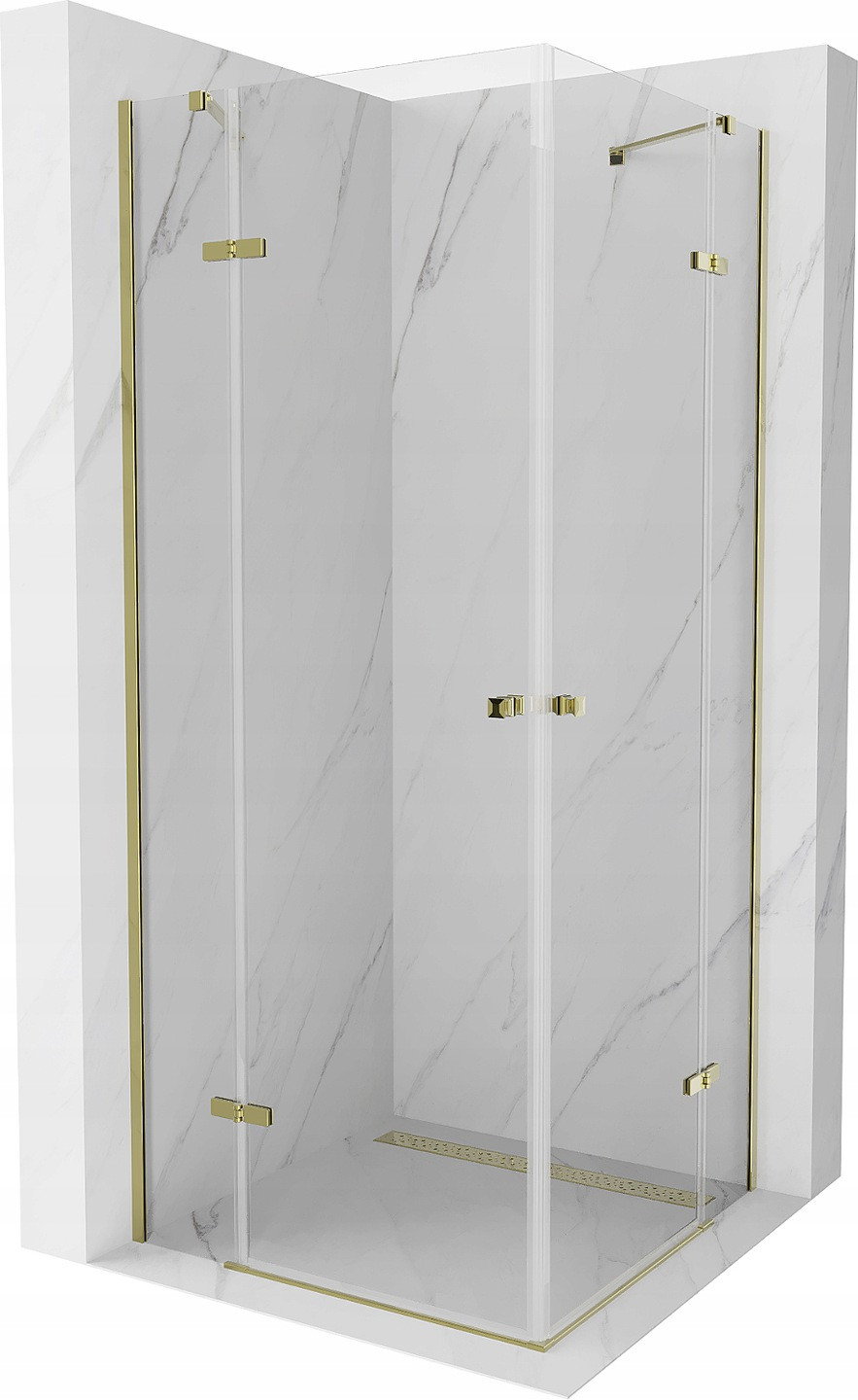 Mexen Roma Duo sprchová kabína, kyvné dvere 70 x 70 cm, transparentnéné, zlatá - 854-070-070-50-00-02