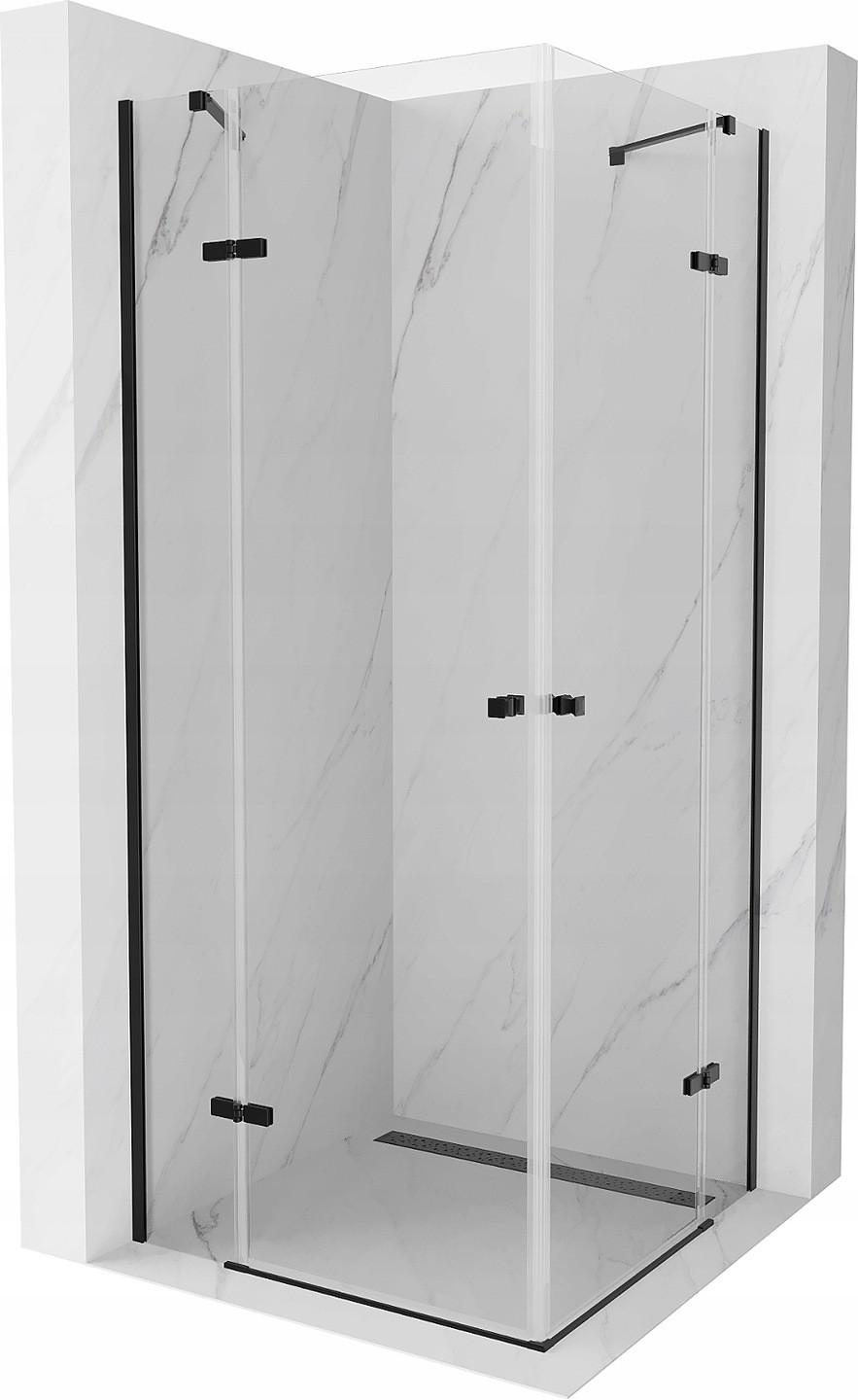 Mexen Roma Duo sprchová kabína, kyvné dvere 70 x 70 cm, transparentnéné, čierna - 854-070-070-70-00-02
