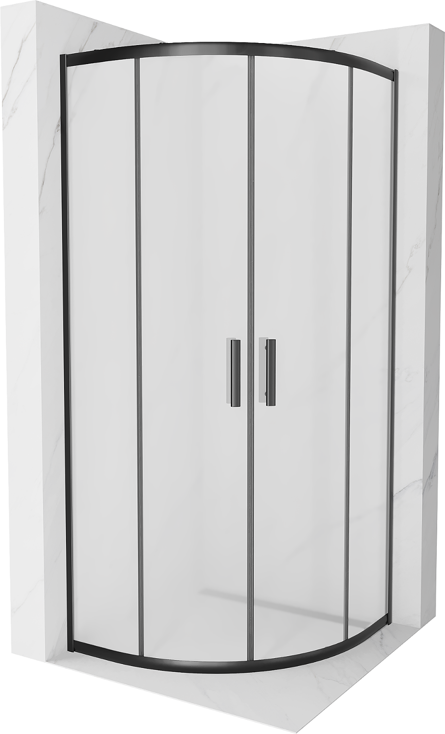 Mexen Rio polkruhová sprchová kabína 70 x 70 cm, inovať, čierna - 863-070-070-70-30