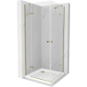 Mexen Roma Duo sprchová kabína, kyvné dvere 90 x 90 cm, transparentnéné, zlatá + závesný bidet Flat - 854-090-090-50-02-4010G