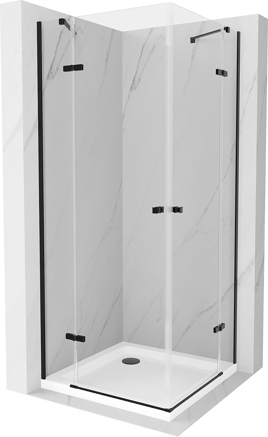 Mexen Roma Duo sprchová kabína, kyvné dvere 80 x 80 cm, transparentnéné, čierna + závesný bidet Flat - 854-080-080-70-02-4010B