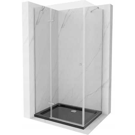Mexen Roma sprchová kabína, kyvné dvere 80 x 100 cm, transparentnéné, chrómová + závesný bidet Flat, čierna