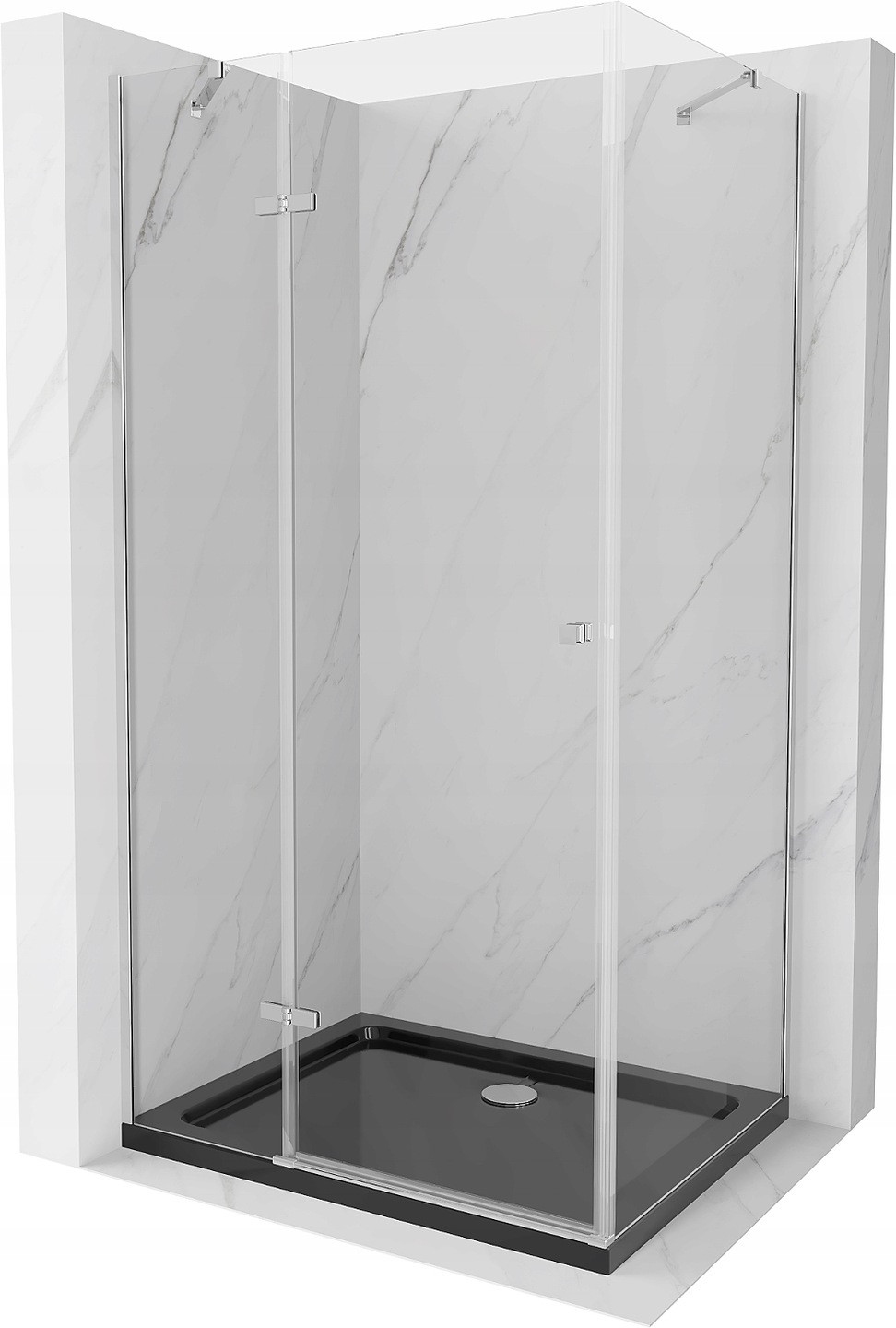 Mexen Roma sprchová kabína, kyvné dvere 80 x 100 cm, transparentnéné, chrómová + závesný bidet Flat, čierna
