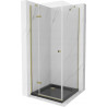 Mexen Roma sprchová kabína, kyvné dvere 80 x 80 cm, transparentnéné, zlatá + závesný bidet Flat, čierna