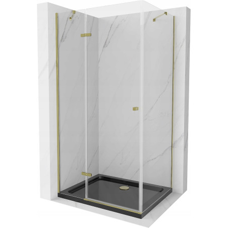 Mexen Roma sprchová kabína, kyvné dvere 100 x 80 cm, transparentnéné, zlatá + závesný bidet Flat, čierna