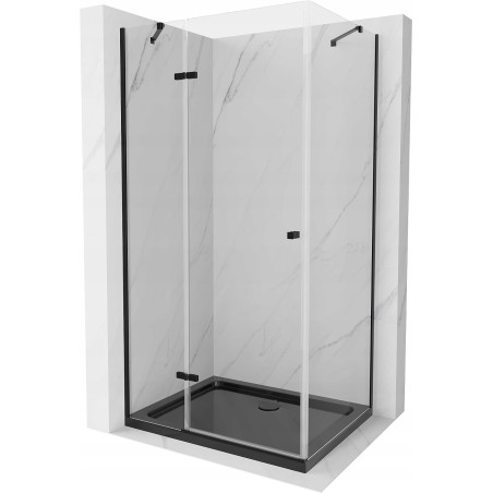 Mexen Roma sprchová kabína, kyvné dvere 80 x 120 cm, transparentnéné, čierna + závesný bidet Flat, čierna