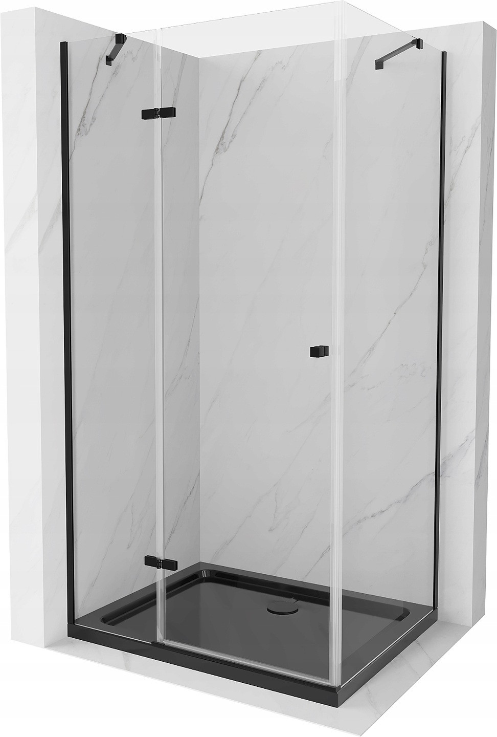 Mexen Roma sprchová kabína, kyvné dvere 120 x 90 cm, transparentnéné, čierna + závesný bidet Flat, čierna