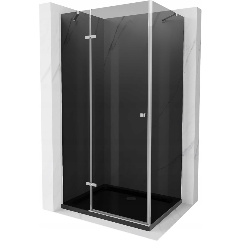 Mexen Roma sprchová kabína, kyvné dvere 80 x 100 cm, grafitová čierna, chrómová + závesný bidet Flat, čierna