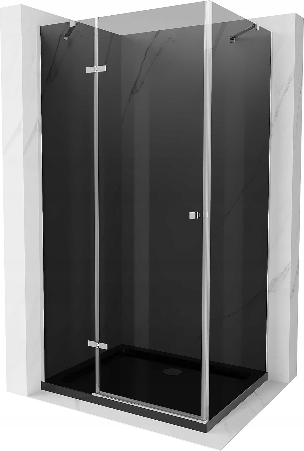 Mexen Roma sprchová kabína, kyvné dvere 120 x 90 cm, grafitová čierna, chrómová + závesný bidet Flat, čierna