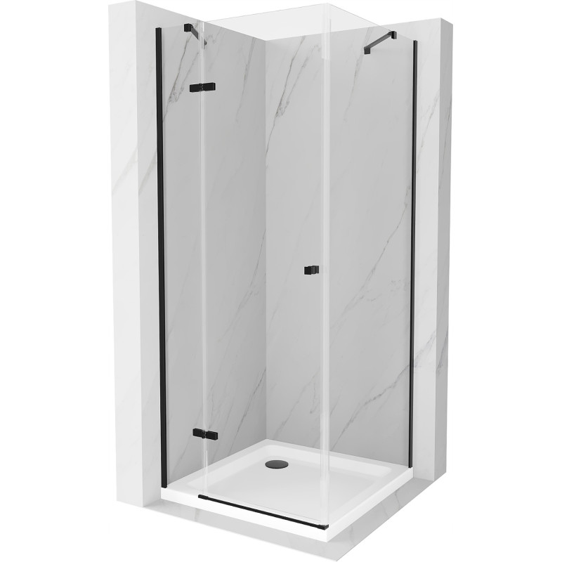 Mexen Roma sprchová kabína, kyvné dvere 70 x 70 cm, transparentnéné, čierna + závesný bidet Flat, biela- 854-070-070-70-00-4010B