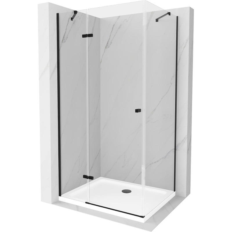 Mexen Roma sprchová kabína, kyvné dvere 70 x 90 cm, transparentnéné, čierna + závesný bidet Flat, biela- 854-070-090-70-00-4010B