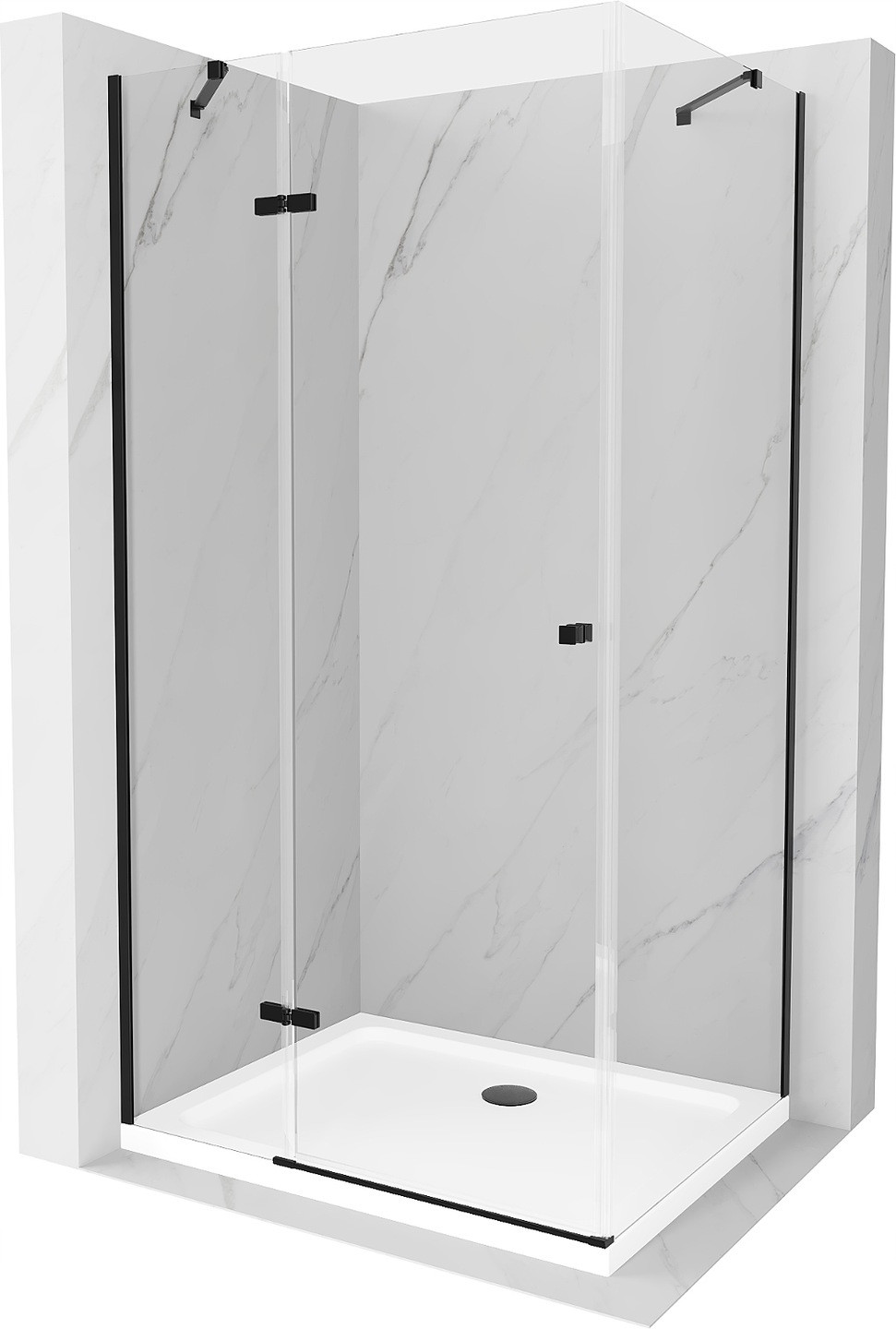 Mexen Roma sprchová kabína, kyvné dvere 90 x 100 cm, transparentnéné, čierna + závesný bidet Flat, biela