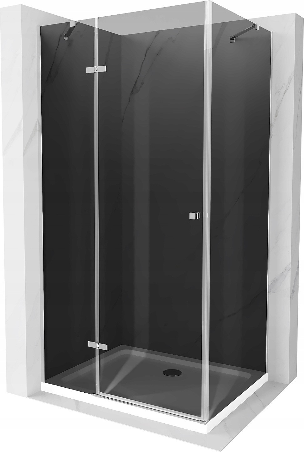 Mexen Roma sprchová kabína, kyvné dvere 80 x 70 cm, grafitová čierna, chrómová + závesný bidet Flat, biela