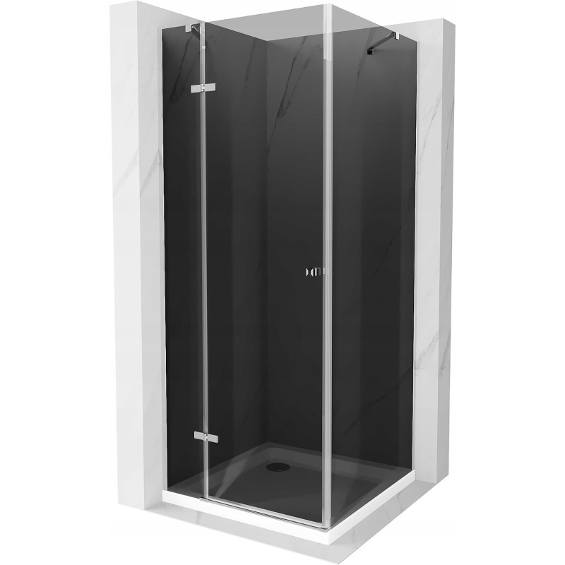 Mexen Roma sprchová kabína, kyvné dvere 100 x 100 cm, grafitová čierna, chrómová + závesný bidet Flat, biela