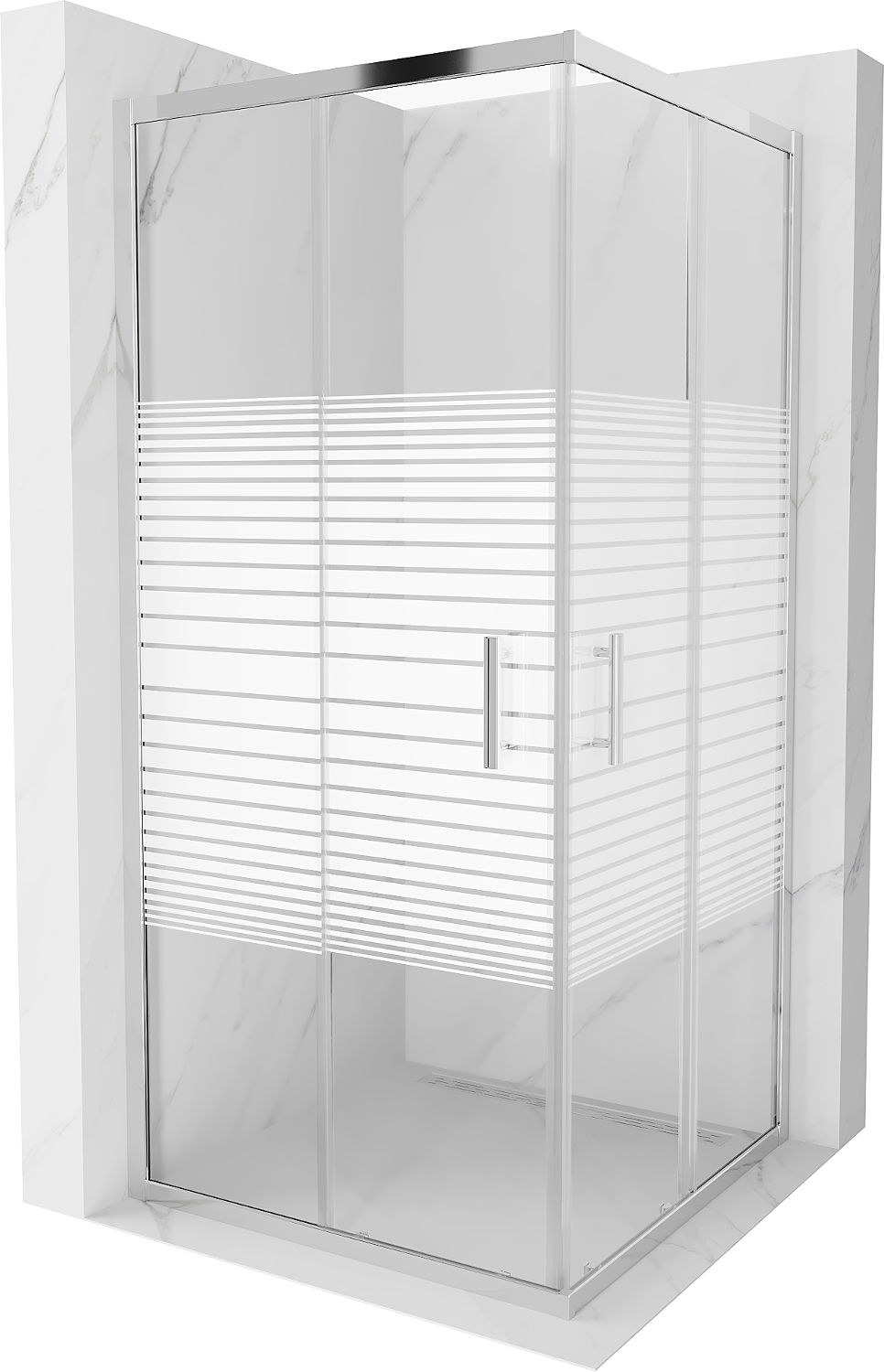 Mexen Rio štvorcová sprchová kabína 90 x 90 cm, pruhy, chrómová - 860-090-090-01-20
