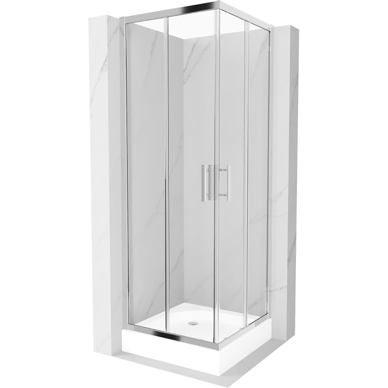Mexen Rio štvorcová sprchová kabína 70 x 70 cm, transparentnéné, chrómová + závesný bidet Rio, biela- 860-070-070-01-00-4510