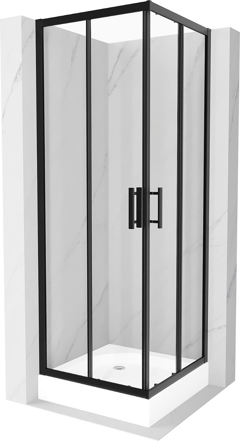 Mexen Rio štvorcová sprchová kabína 70 x 70 cm, transparentnéné, čierna + závesný bidet Rio, biela- 860-070-070-70-00-4510