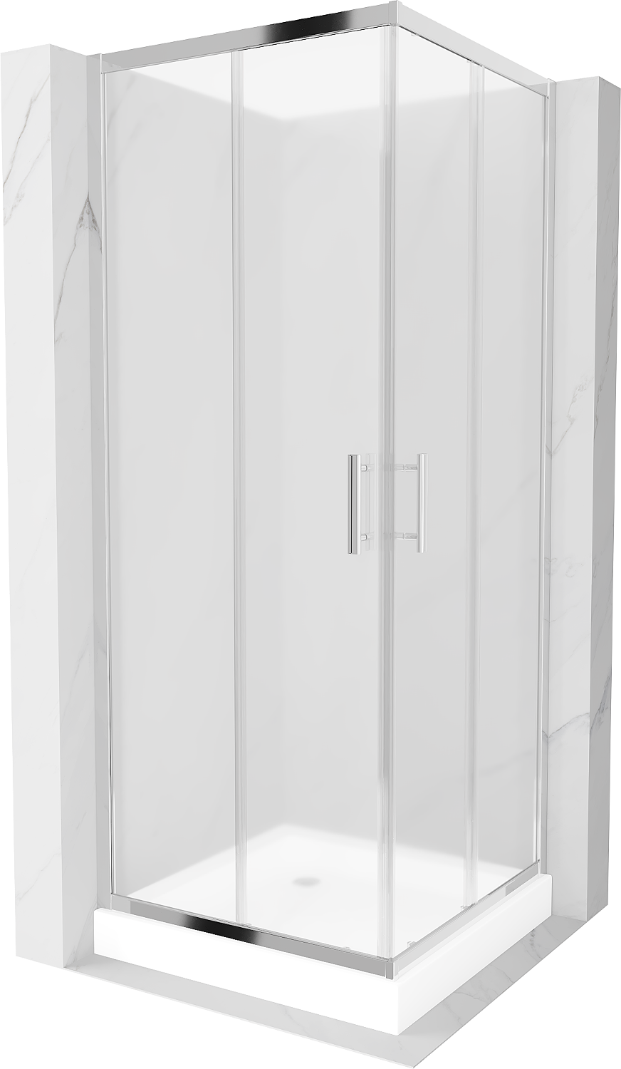 Mexen Rio štvorcová sprchová kabína 80 x 80 cm, inovať, chrómová + závesný bidet Rio, biela- 860-080-080-01-30-4510