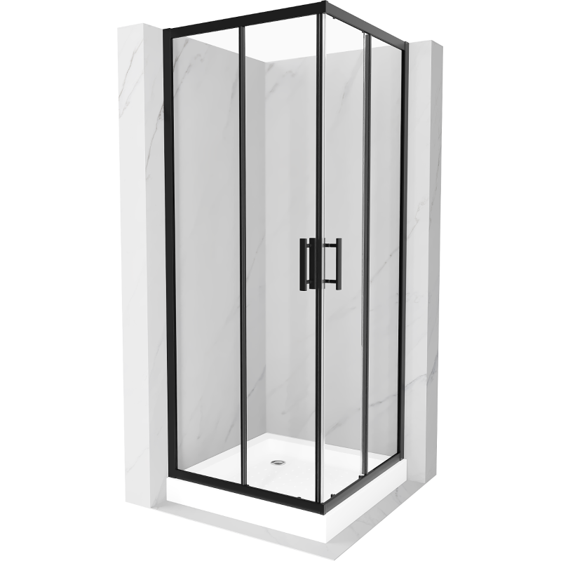 Mexen Rio štvorcová sprchová kabína 80 x 80 cm, transparentnéné, čierna + závesný bidet Rio, biela- 860-080-080-70-00-4510