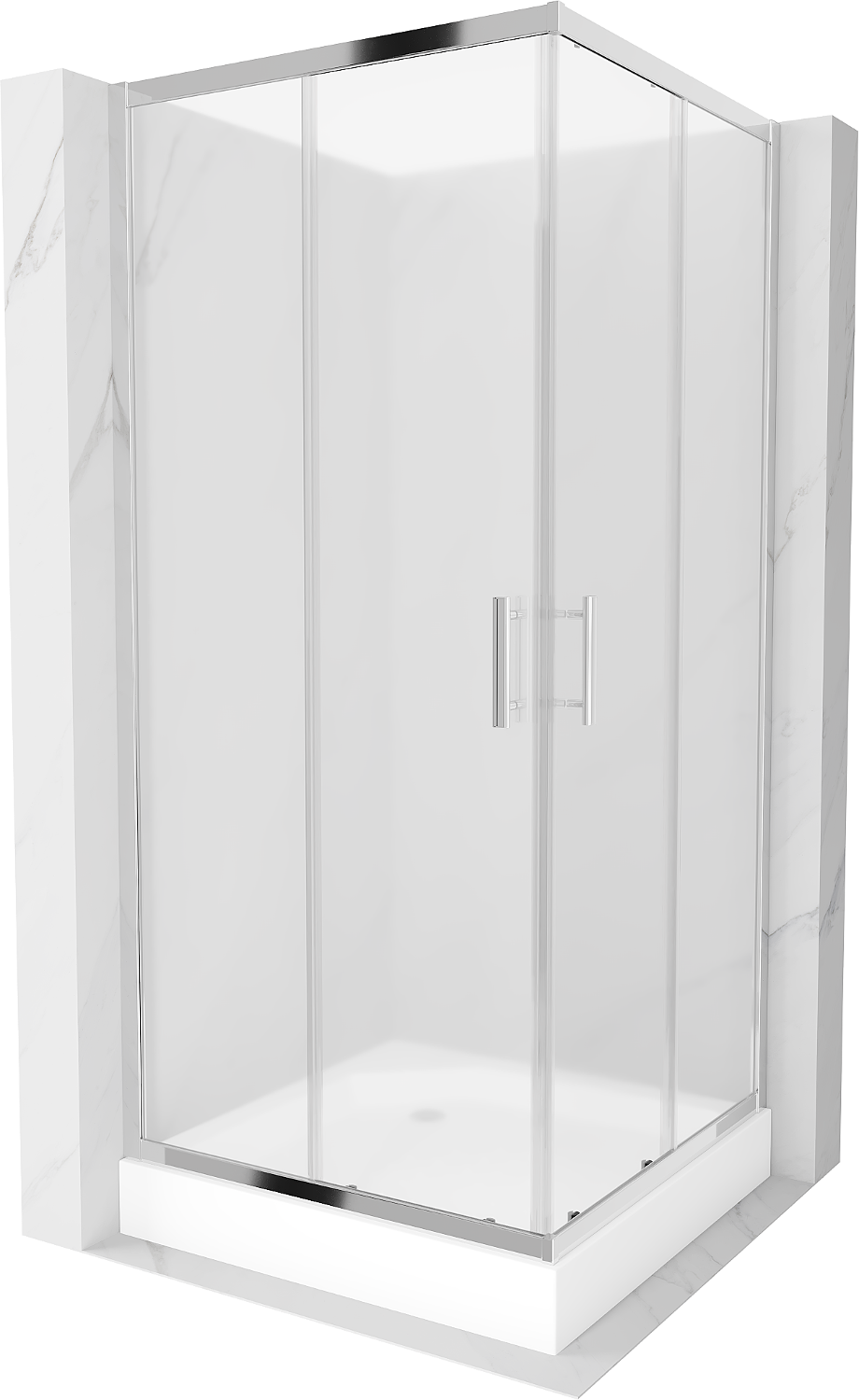 Mexen Rio štvorcová sprchová kabína 90 x 90 cm, inovať, chrómová + závesný bidet Rio, biela- 860-090-090-01-30-4510