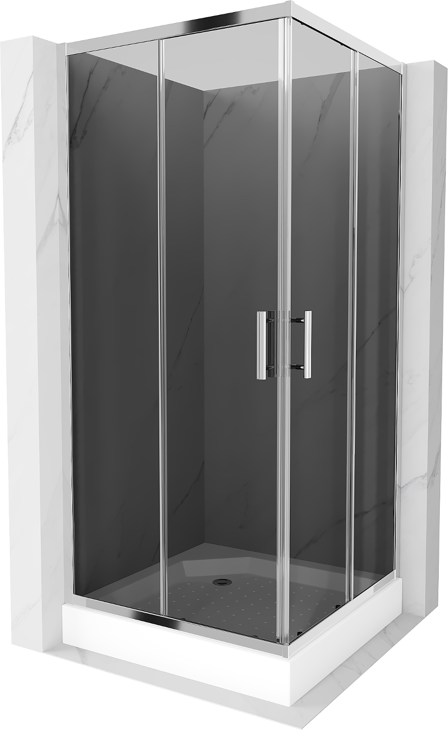 Mexen Rio štvorcová sprchová kabína 90 x 90 cm, grafitová čierna, chrómová + závesný bidet Rio, biela- 860-090-090-01-40-4510