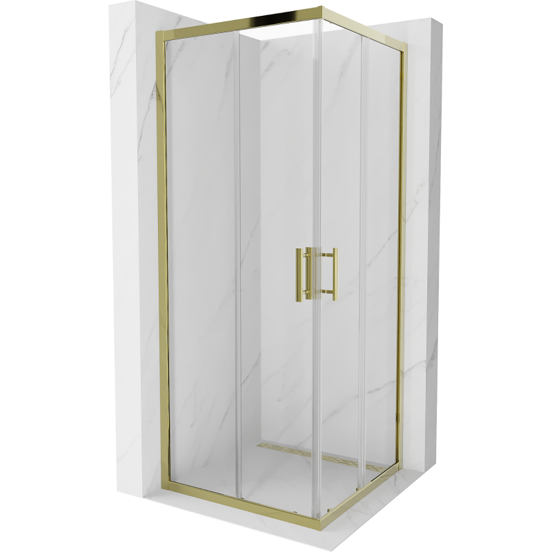 Mexen Rio štvorcová sprchová kabína 80 x 80 cm, transparentnéné, zlatá - 860-080-080-50-00