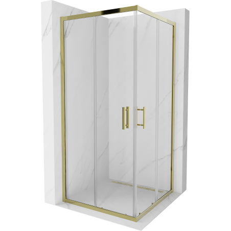 Mexen Rio štvorcová sprchová kabína 90 x 90 cm, transparentnéné, zlatá - 860-090-090-50-00