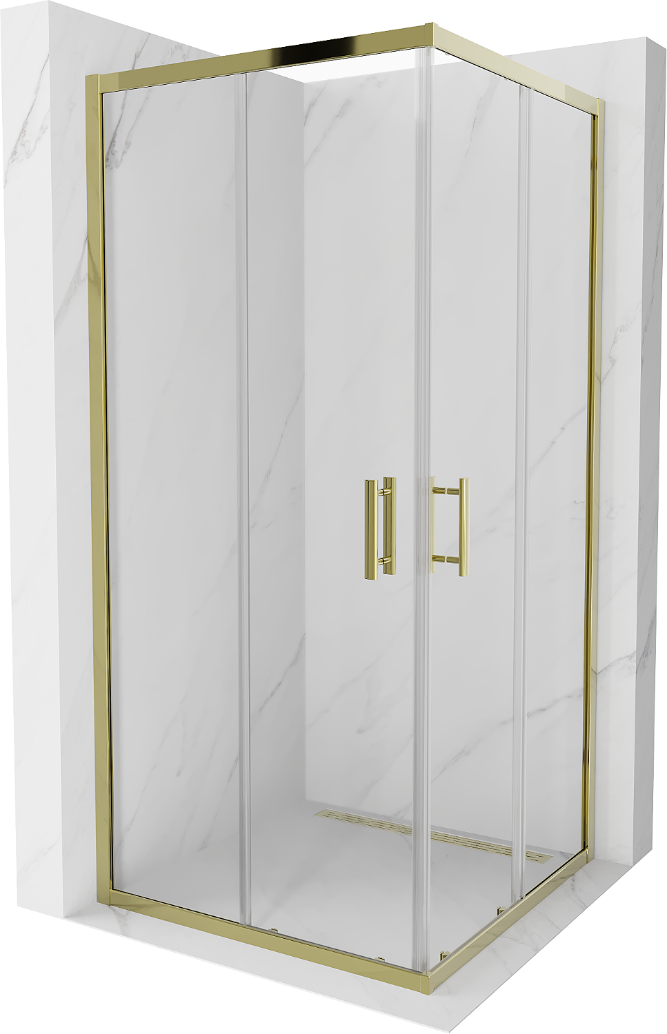 Mexen Rio štvorcová sprchová kabína 90 x 90 cm, transparentnéné, zlatá - 860-090-090-50-00