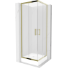 Mexen Rio štvorcová sprchová kabína 70 x 70 cm, inovať, zlatá + závesný bidet Rio, biela- 860-070-070-50-30-4510