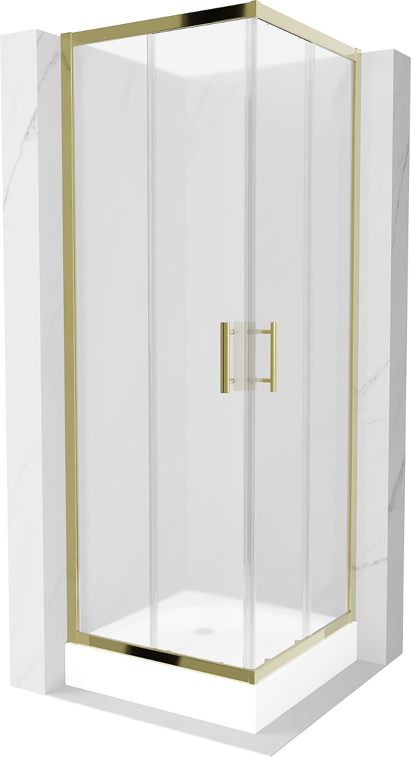 Mexen Rio štvorcová sprchová kabína 70 x 70 cm, inovať, zlatá + závesný bidet Rio, biela- 860-070-070-50-30-4510