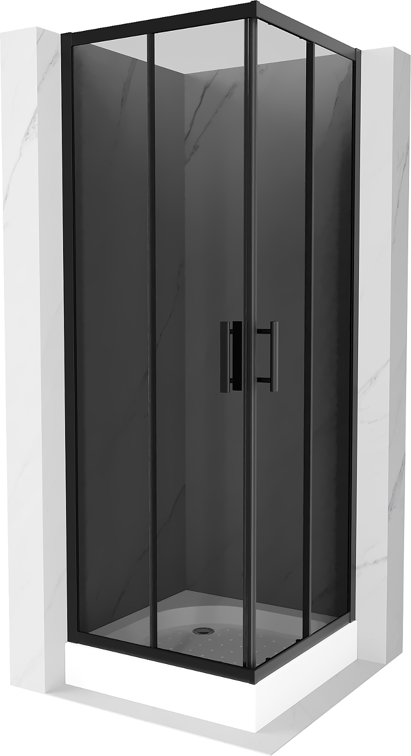 Mexen Rio štvorcová sprchová kabína 70 x 70 cm, grafitová čierna, čierna + závesný bidet Rio, biela- 860-070-070-70-40-4510