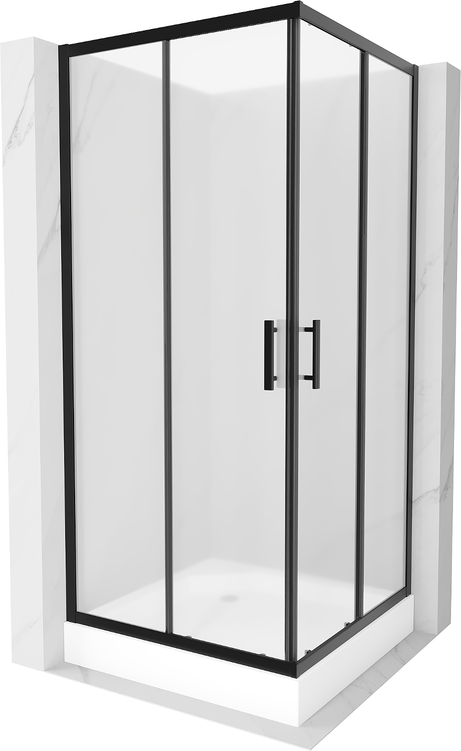 Mexen Rio štvorcová sprchová kabína 90 x 90 cm, inovať, čierna + závesný bidet Rio, biela- 860-090-090-70-30-4510