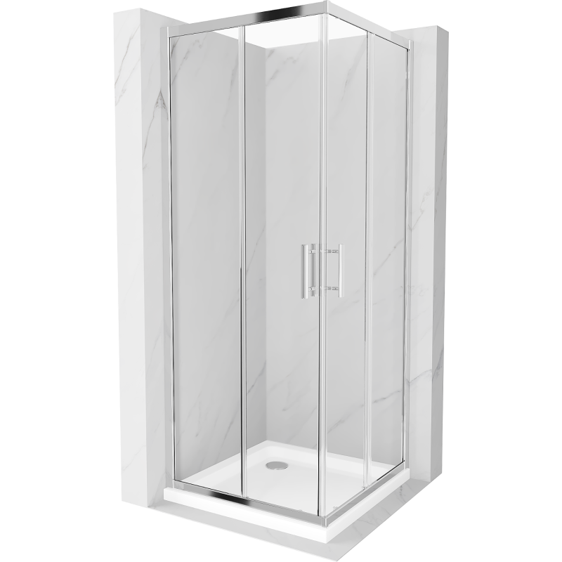 Mexen Rio štvorcová sprchová kabína 70 x 70 cm, transparentnéné, chrómová + závesný bidet Flat, biela- 860-070-070-01-00-4010