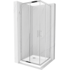 Mexen Rio štvorcová sprchová kabína 90 x 90 cm, transparentnéné, chrómová + závesný bidet Flat, biela- 860-090-090-01-00-4010
