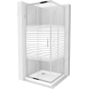 Mexen Rio štvorcová sprchová kabína 80 x 80 cm, pruhy, chrómová + závesný bidet Flat, biela- 860-080-080-01-20-4010