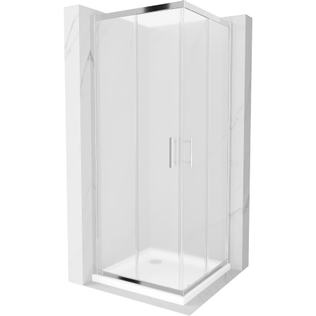 Mexen Rio štvorcová sprchová kabína 80 x 80 cm, inovať, chrómová + závesný bidet Flat, biela- 860-080-080-01-30-4010