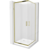 Mexen Rio štvorcová sprchová kabína 80 x 80 cm, inovať, zlatá + závesný bidet Flat, biela- 860-080-080-50-30-4010G