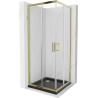 Mexen Rio štvorcová sprchová kabína 90 x 90 cm, transparentnéné, zlatá + závesný bidet Flat, čierna- 860-090-090-50-00-4070G