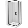 Mexen Rio štvorcová sprchová kabína 70 x 70 cm, transparentnéné, čierna + závesný bidet Flat, biela- 860-070-070-70-00-4010B