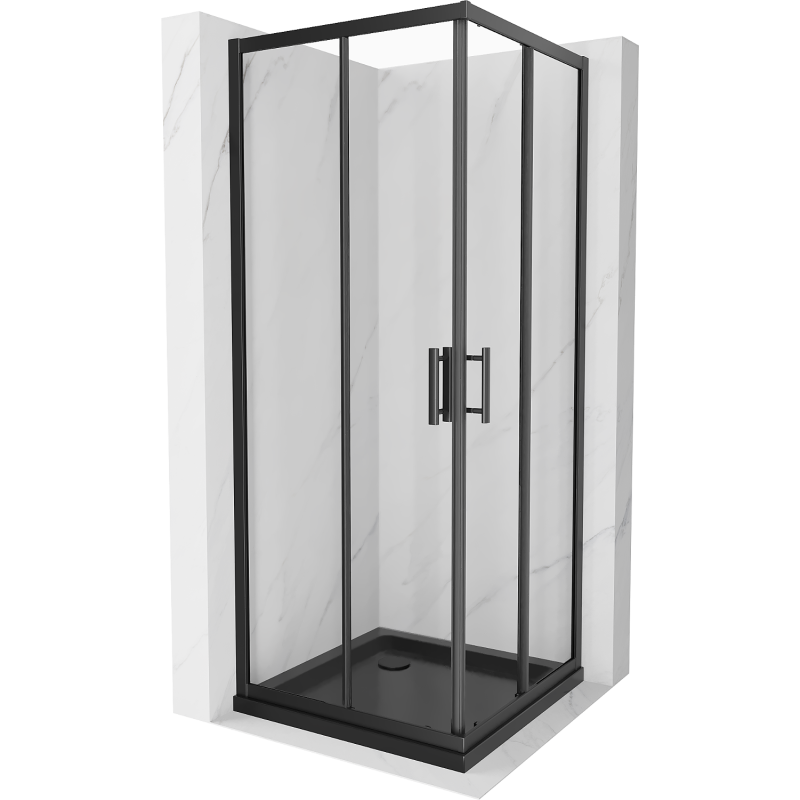 Mexen Rio štvorcová sprchová kabína 70 x 70 cm, transparentnéné, čierna + závesný bidet Flat, čierna - 860-070-070-70-00-4070B