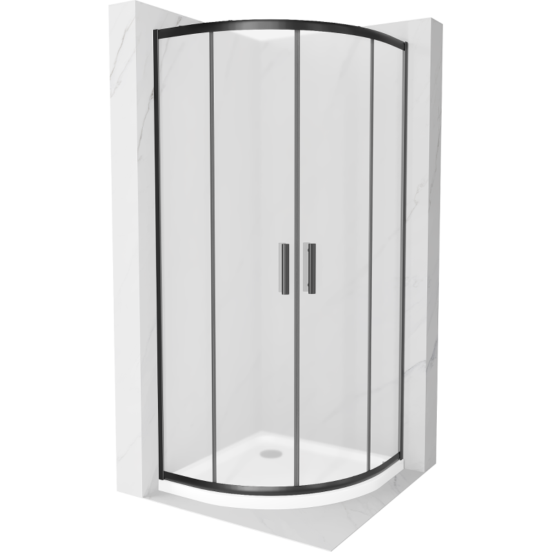 Mexen Rio polkruhová sprchová kabína 80 x 80 cm, inovať, čierna + závesný bidet Flat, biela- 863-080-080-70-30-4110B