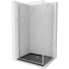 Mexen Pretoria sprchová kabína, kyvné dvere 70 x 90 cm, Transparentné, Chrómová + sprchová vanička Flat, Čierna - 852-070-090-01