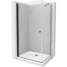 Mexen Pretoria sprchová kabína, kyvné dvere 70 x 80 cm, Transparentné, Čierna + sprchová vanička Flat - 852-070-080-70-00-4010B